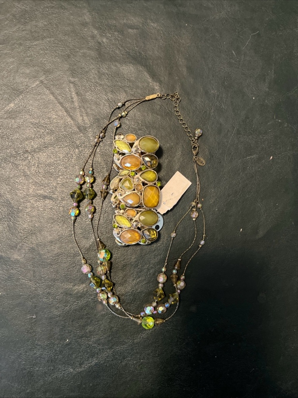Green Multi-Stone Women's Necklace and Bracelet Set